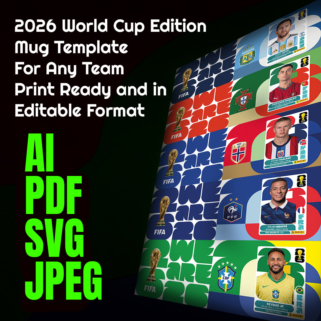 Pack 5 Editable Templates - 2026 World Cup Mugs 🏆⚽